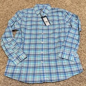New with Tags Vineyard Vines Boys Blue Plaid Shirt